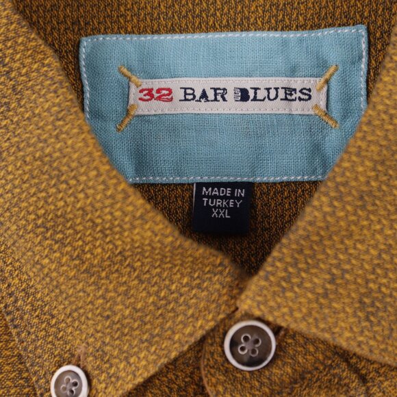 32 Bar Blues Shirt Mens 2XL Linen Cotton blend Button Down Long Sleeve pocket - Picture 3 of 9